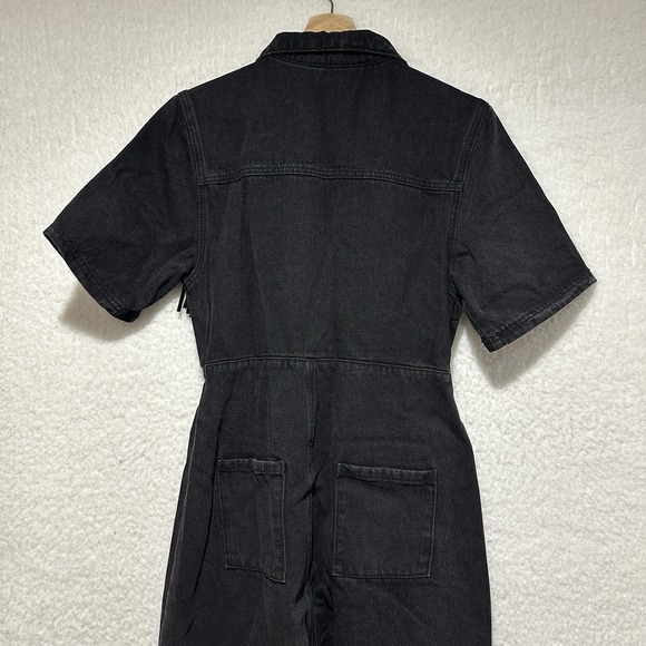 Nasty Gal Collection Black Denim Fringe Detailing Zip Up Front Jumpsuit Sz‎ US 4 - Picture 11 of 16